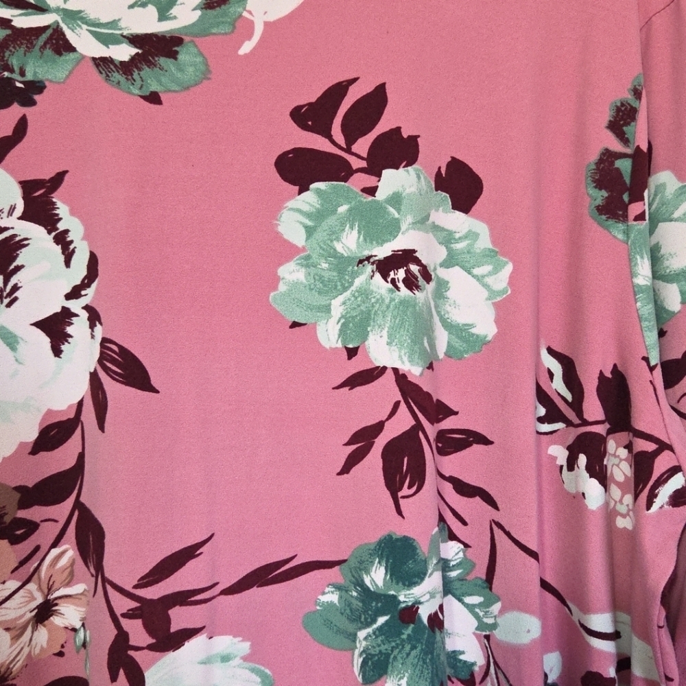 Reborn J The Plus Tunic Top Blouse Pink Floral 2X - Picture 2 of 7
